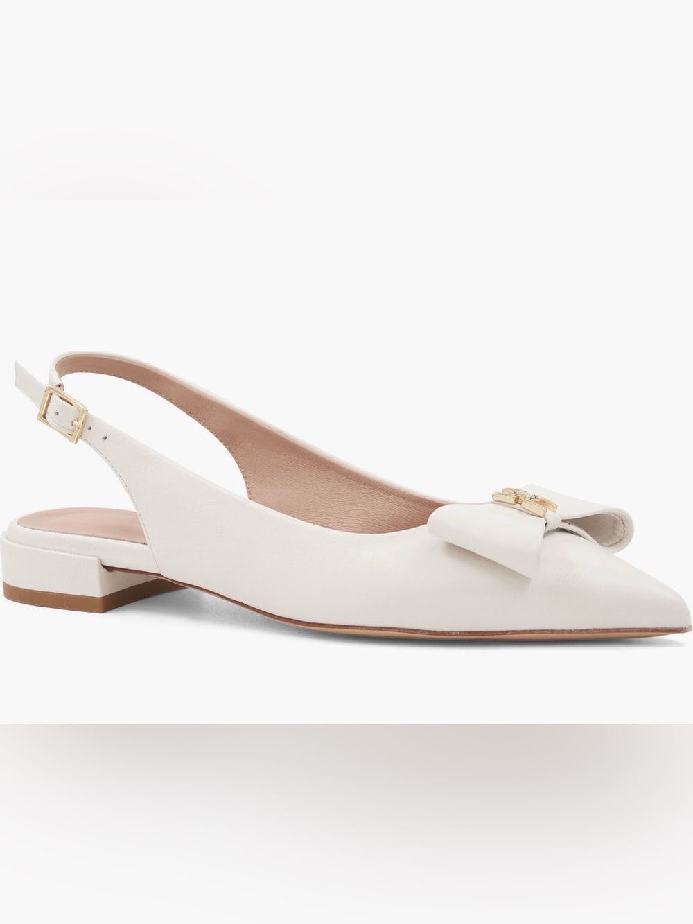 BRUNO MAGLI Bella Pointed Toe Slingback Flats | Bone | Size 10 | NIB